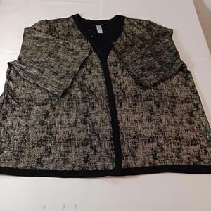 Catherine's Women's Black & Brown Open Front Jacket Blouse Top Size 5X (34W/36W)